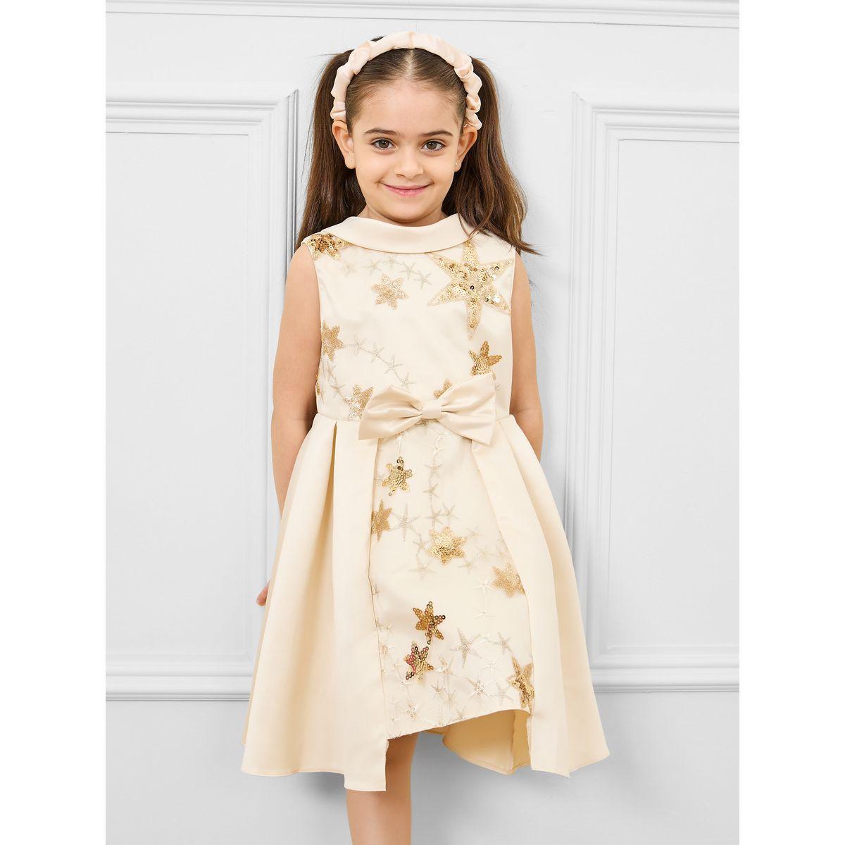 Styli All Over Star Embellished Bow Front Layered Detail Dress-girls-clothing-dressesandjumpsuits-image-2