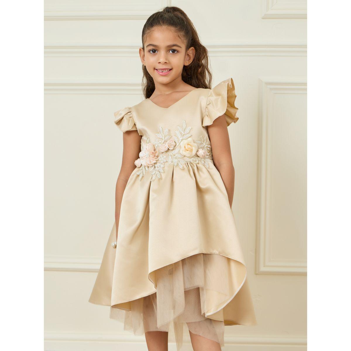 Styli Applique Detail Mesh Insert High Low Hem Dress-girls-clothing-dressesandjumpsuits-image-2