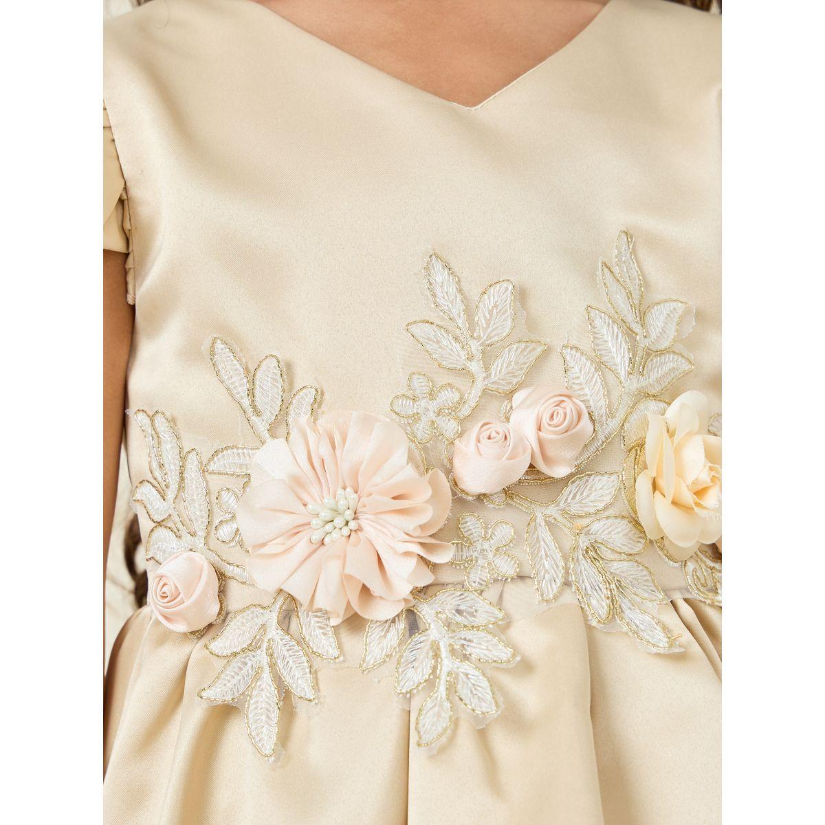 Styli Applique Detail Mesh Insert High Low Hem Dress-girls-clothing-dressesandjumpsuits-image-3