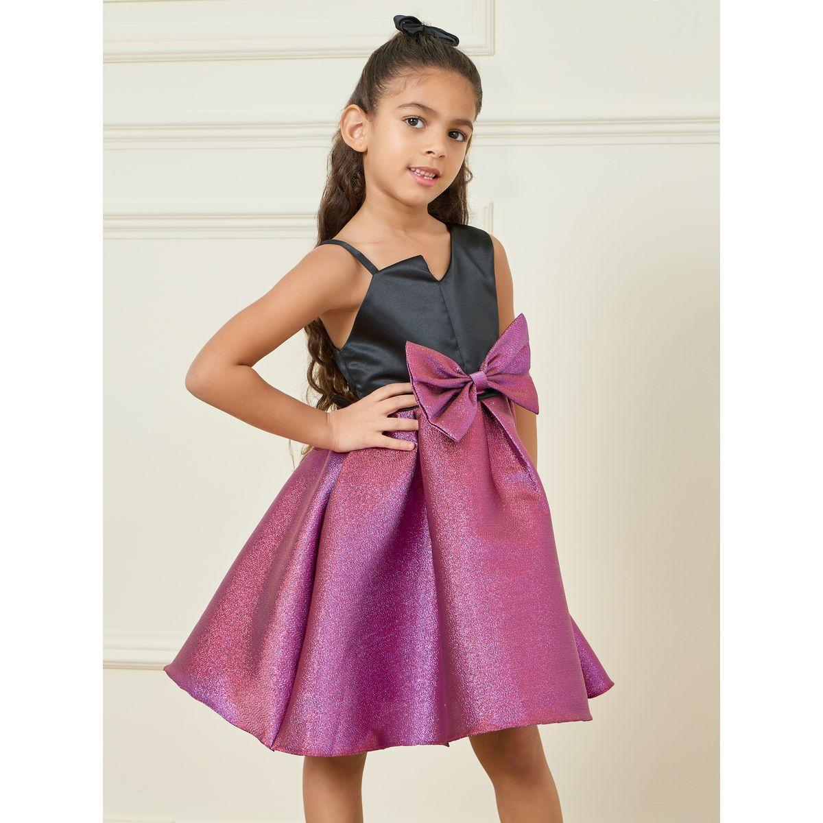 Styli Bow Front Detail Shimmer A-Line Dress-girls-clothing-dressesandjumpsuits-image-2