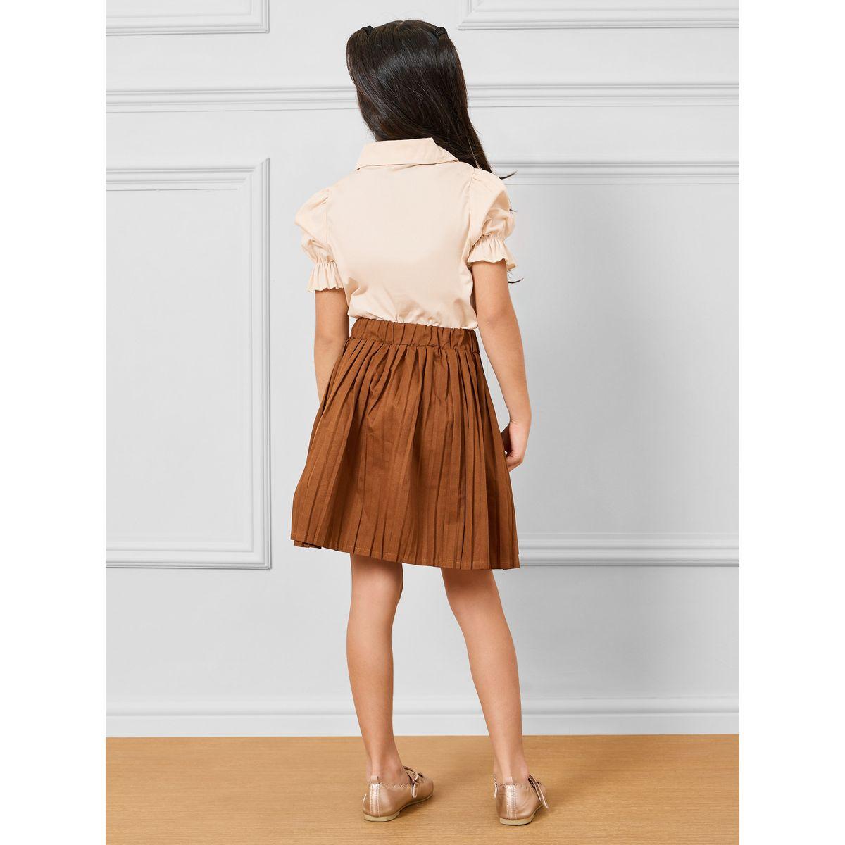 Styli Embellished Floral Applique Box Pleat High Low Hem Dress-girls-clothing-dressesandjumpsuits-image-6