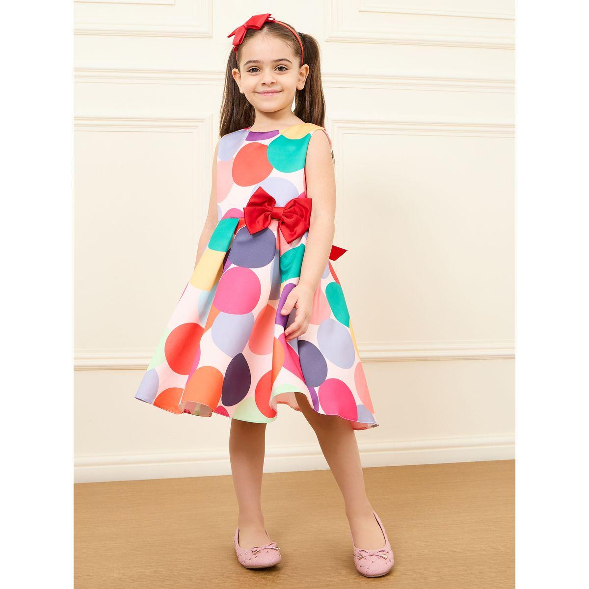 Styli All Over Print Bow Front Sleeveless Dress-girls-clothing-dressesandjumpsuits-image-1