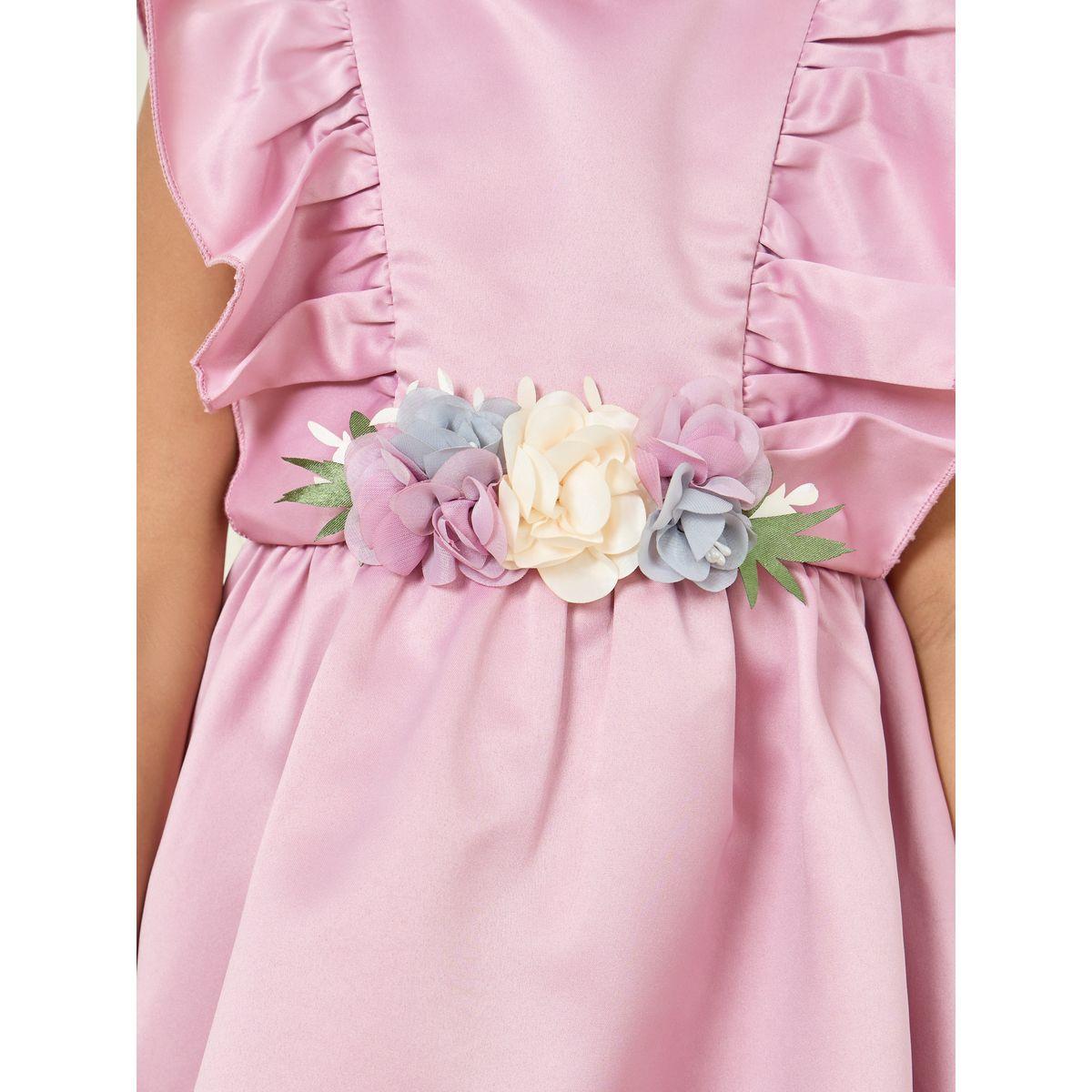 Styli Floral Applique Tiered Dress with Tie Up-girls-clothing-dressesandjumpsuits-image-3