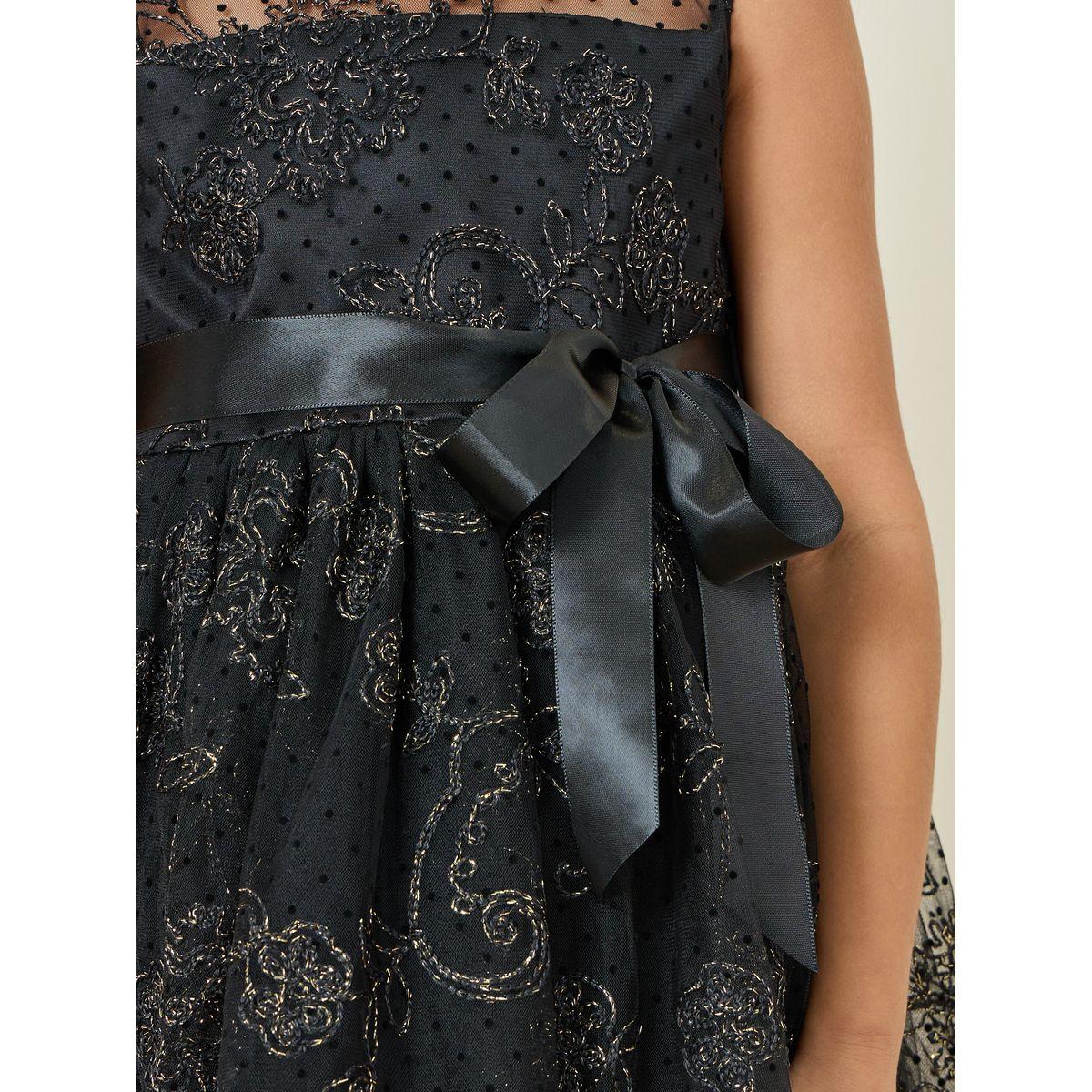 Styli Floral Mesh Overlay Tie Up Belt Dress-girls-clothing-dressesandjumpsuits-image-3