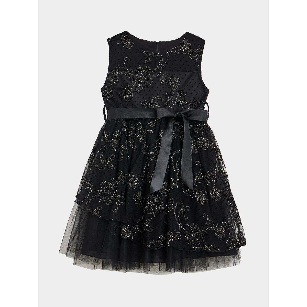 Styli Floral Mesh Overlay Tie Up Belt Dress-girls-clothing-dressesandjumpsuits-image-5