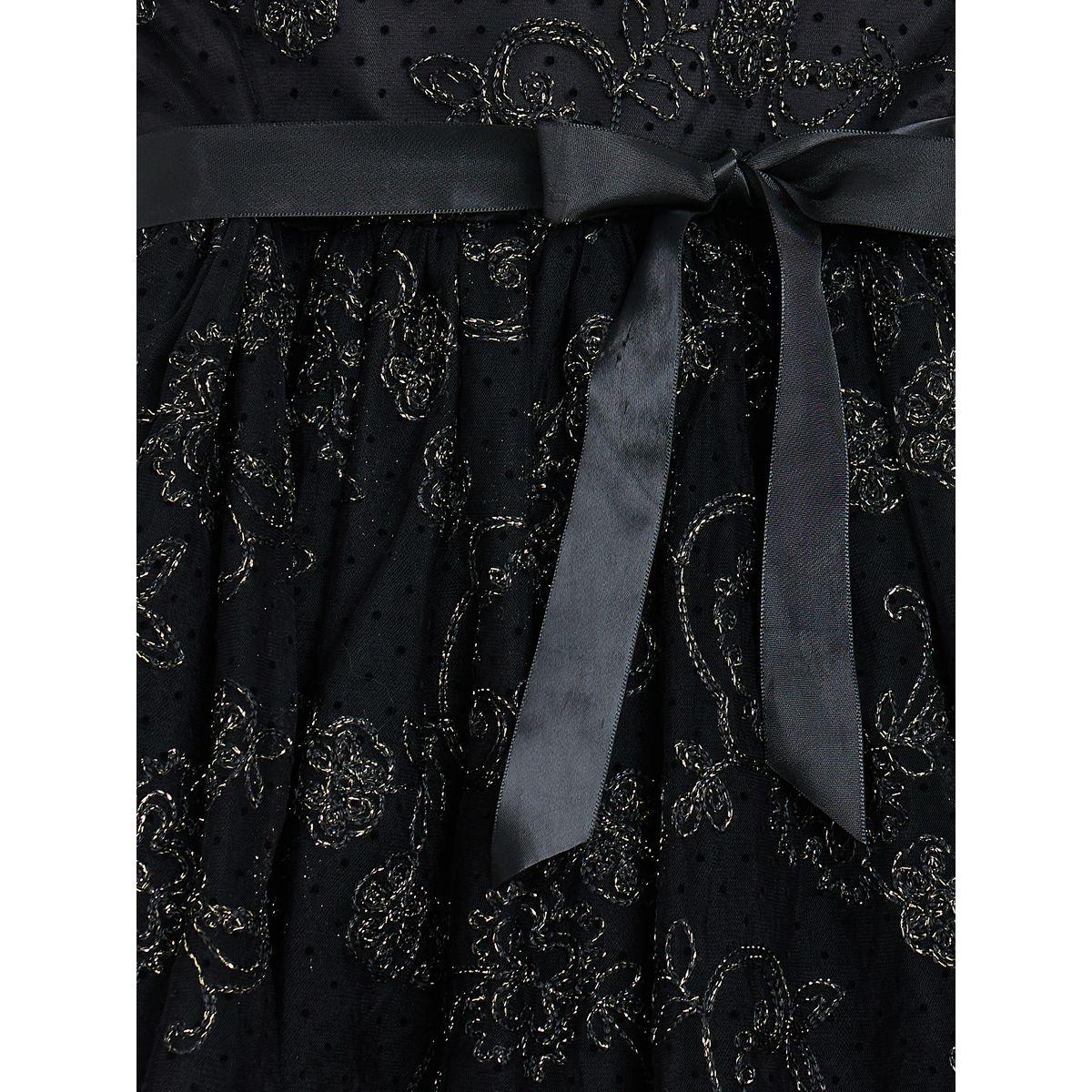 Styli Floral Mesh Overlay Tie Up Belt Dress-girls-clothing-dressesandjumpsuits-image-6