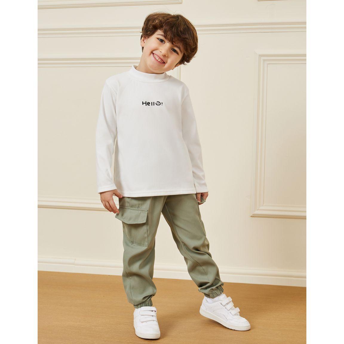 Styli Solid Cargo Pants with Pockets-boys-clothing-bottoms-trousers-image-1