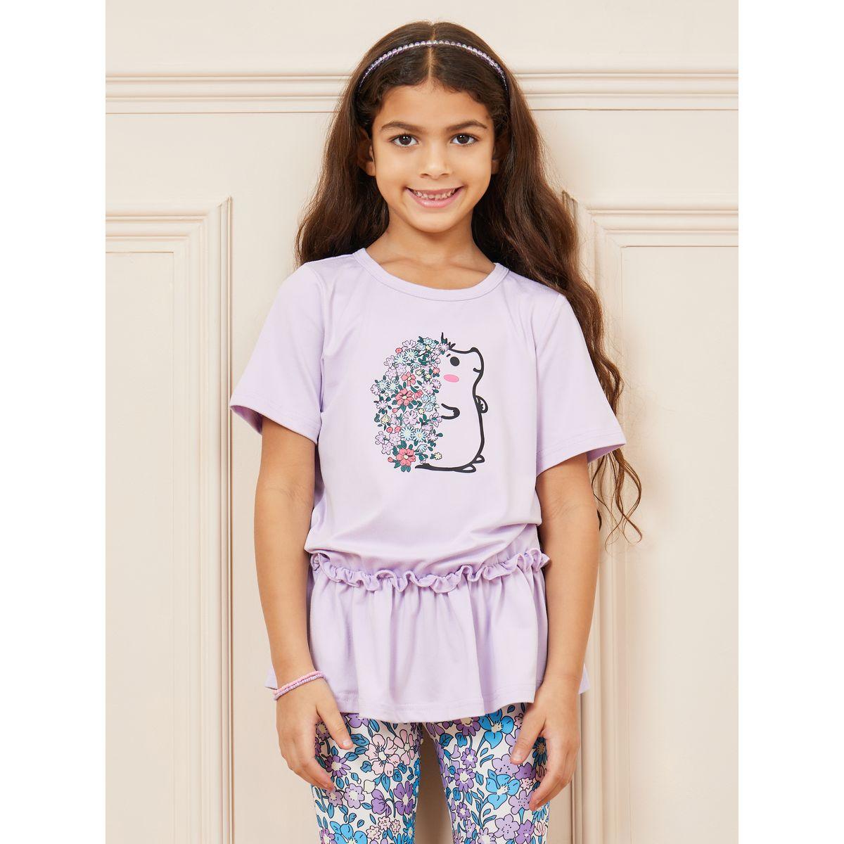Styli Floral Print Ruffle Hem Longline Top & Legging Set-girls-clothing-setsandcoords-image-3