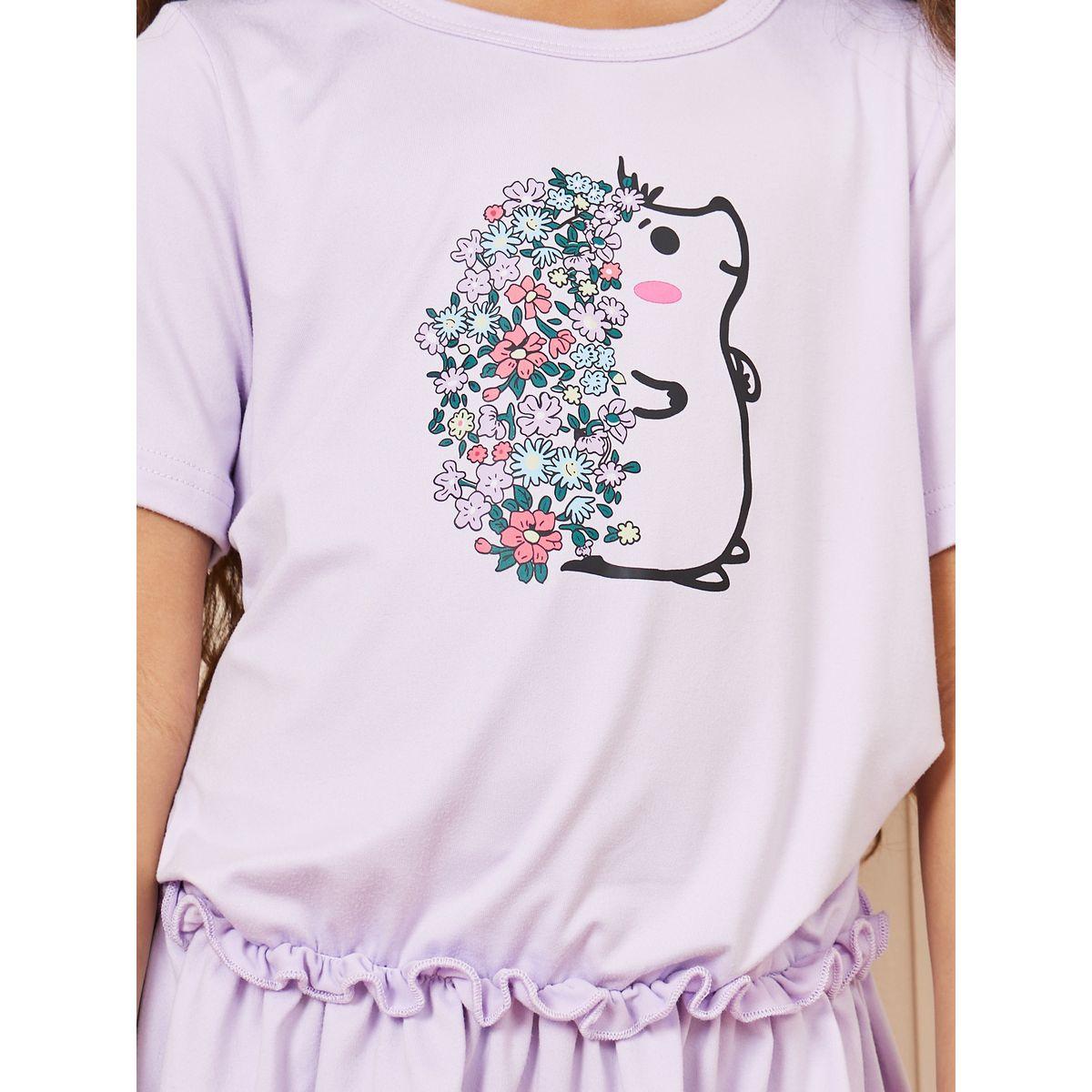 Styli Floral Print Ruffle Hem Longline Top & Legging Set-girls-clothing-setsandcoords-image-4