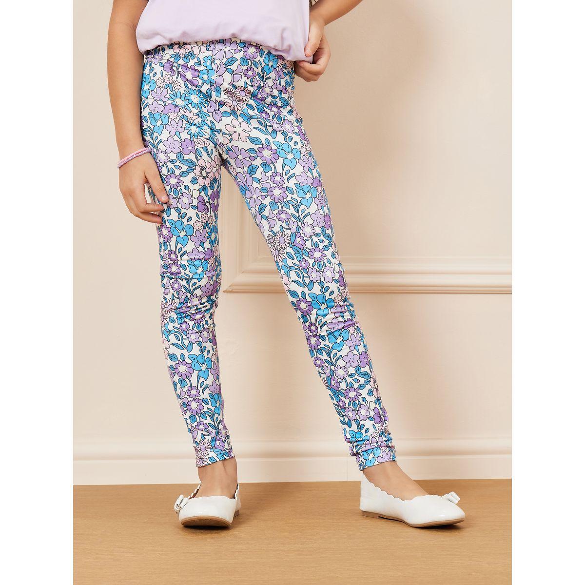 Styli Floral Print Ruffle Hem Longline Top & Legging Set-girls-clothing-setsandcoords-image-5