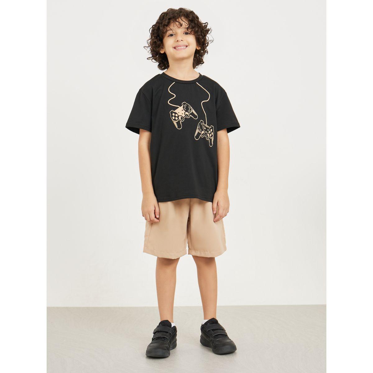 Styli Game Printed T-shirt & Short Set-boys-clothing-setsandcoords-image-1