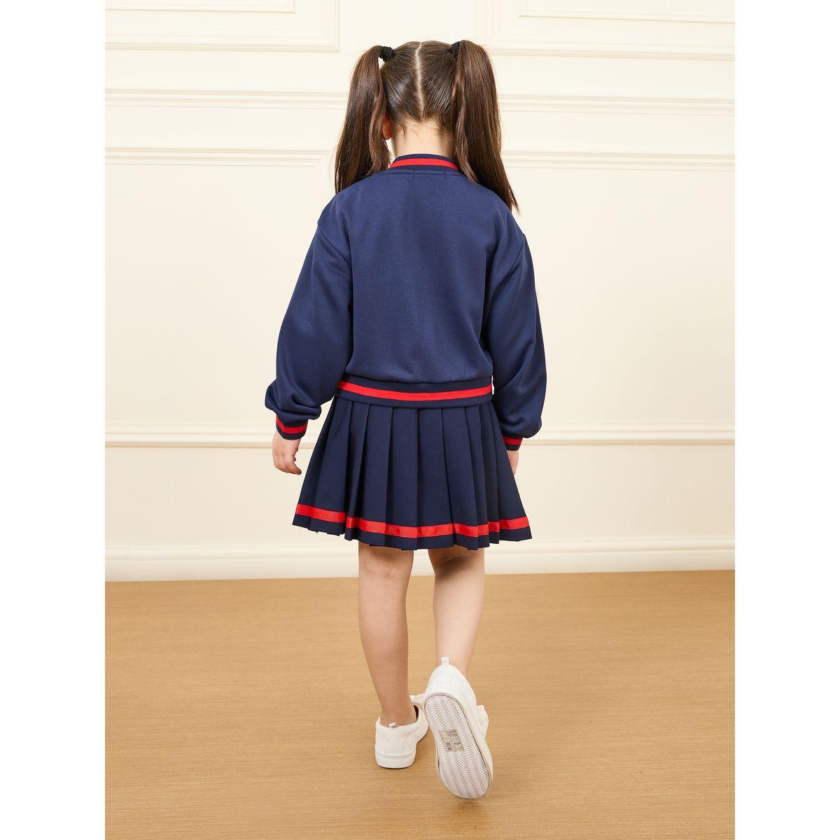 Styli Varsity Patched Jacket and Pleated Skirt Set-girls-clothing-setsandcoords-image-5