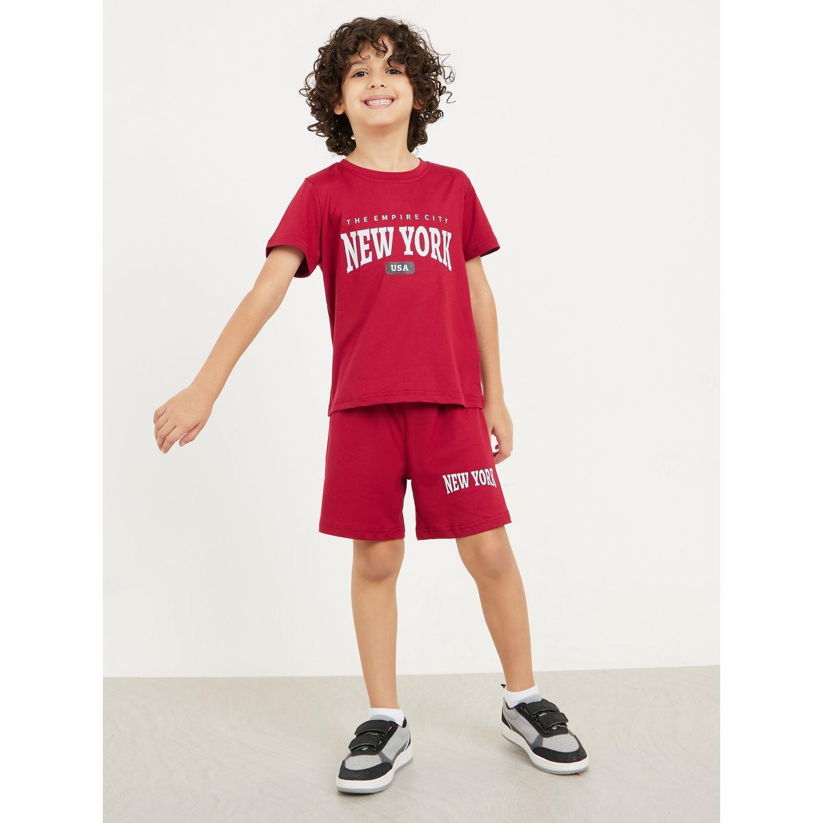 Styli Printed Short Sleeve T-Shirt & Shorts Set-boys-clothing-setsandcoords-image-1