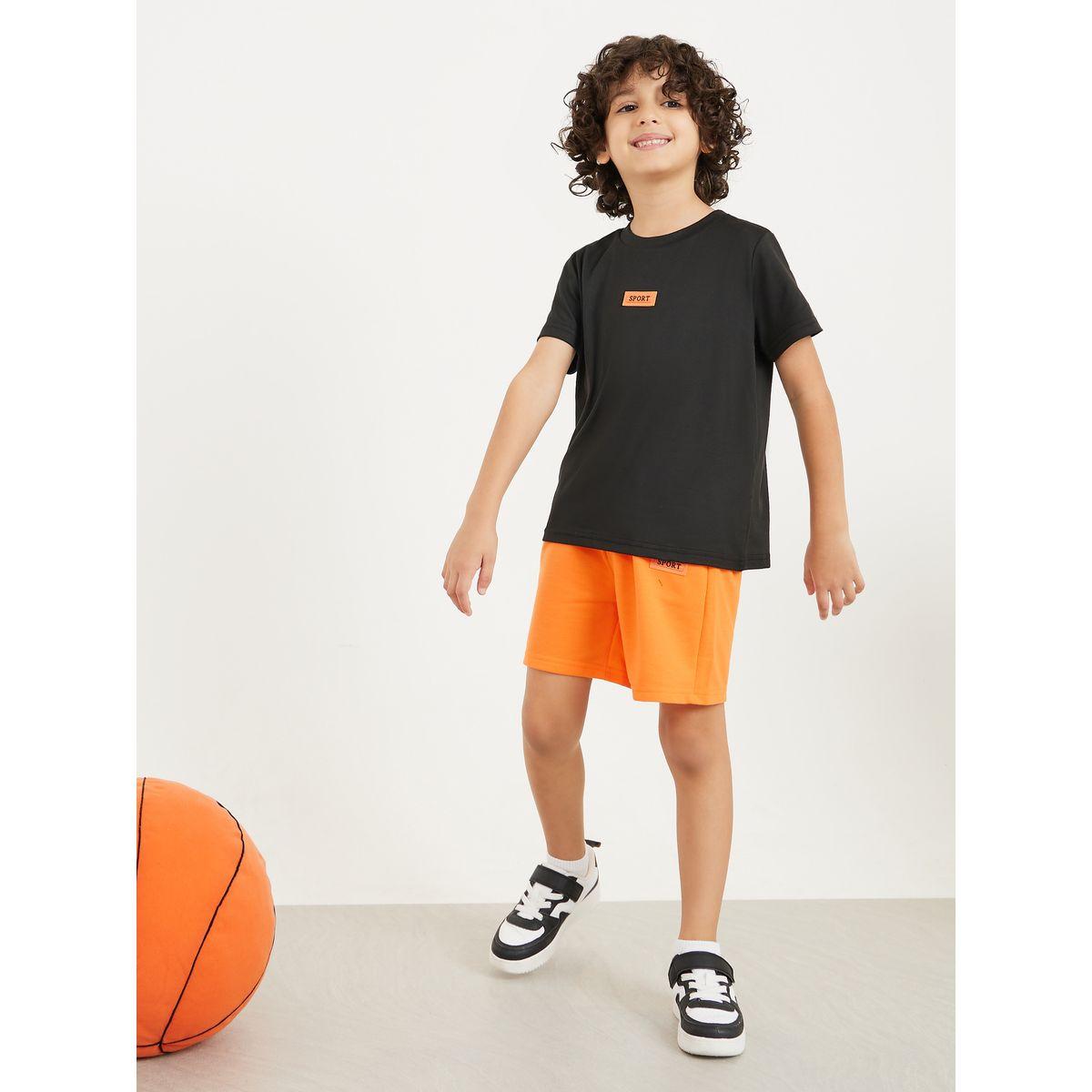 Styli Patch Detail T-Shirt & Short Set-boys-clothing-setsandcoords-image-1