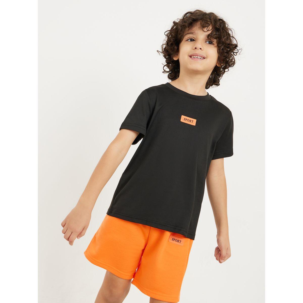Styli Patch Detail T-Shirt & Short Set-boys-clothing-setsandcoords-image-2