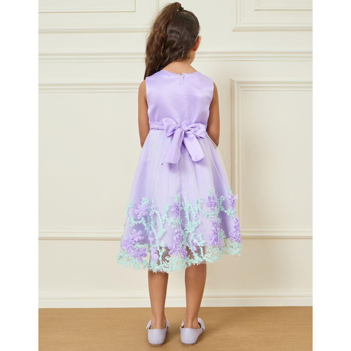 Styli Floral Applique Mesh Insert A-Line Dress-girls-clothing-dressesandjumpsuits-image-4