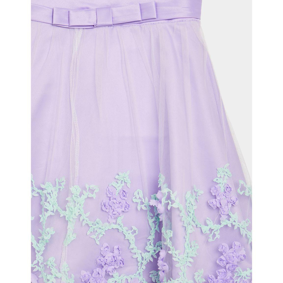 Styli Floral Applique Mesh Insert A-Line Dress-girls-clothing-dressesandjumpsuits-image-5