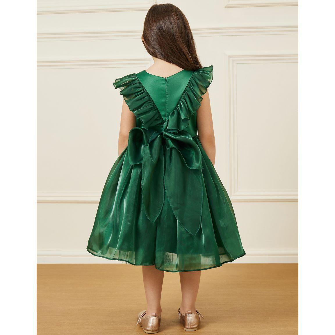 Styli Ruffle Trim Organza Skater Dress with Back Bow Tie Detail-girls-clothing-dressesandjumpsuits-image-4