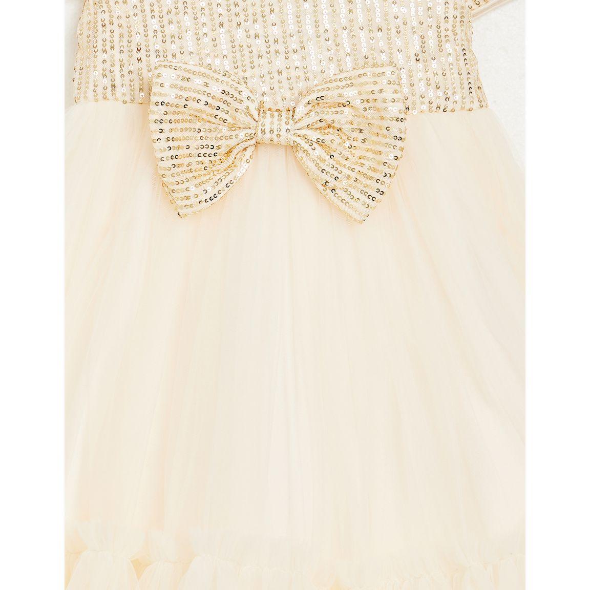 Styli Sequin Detail Cold Shoulder Bow Detail Mesh Skater Dress-girls-clothing-dressesandjumpsuits-image-6