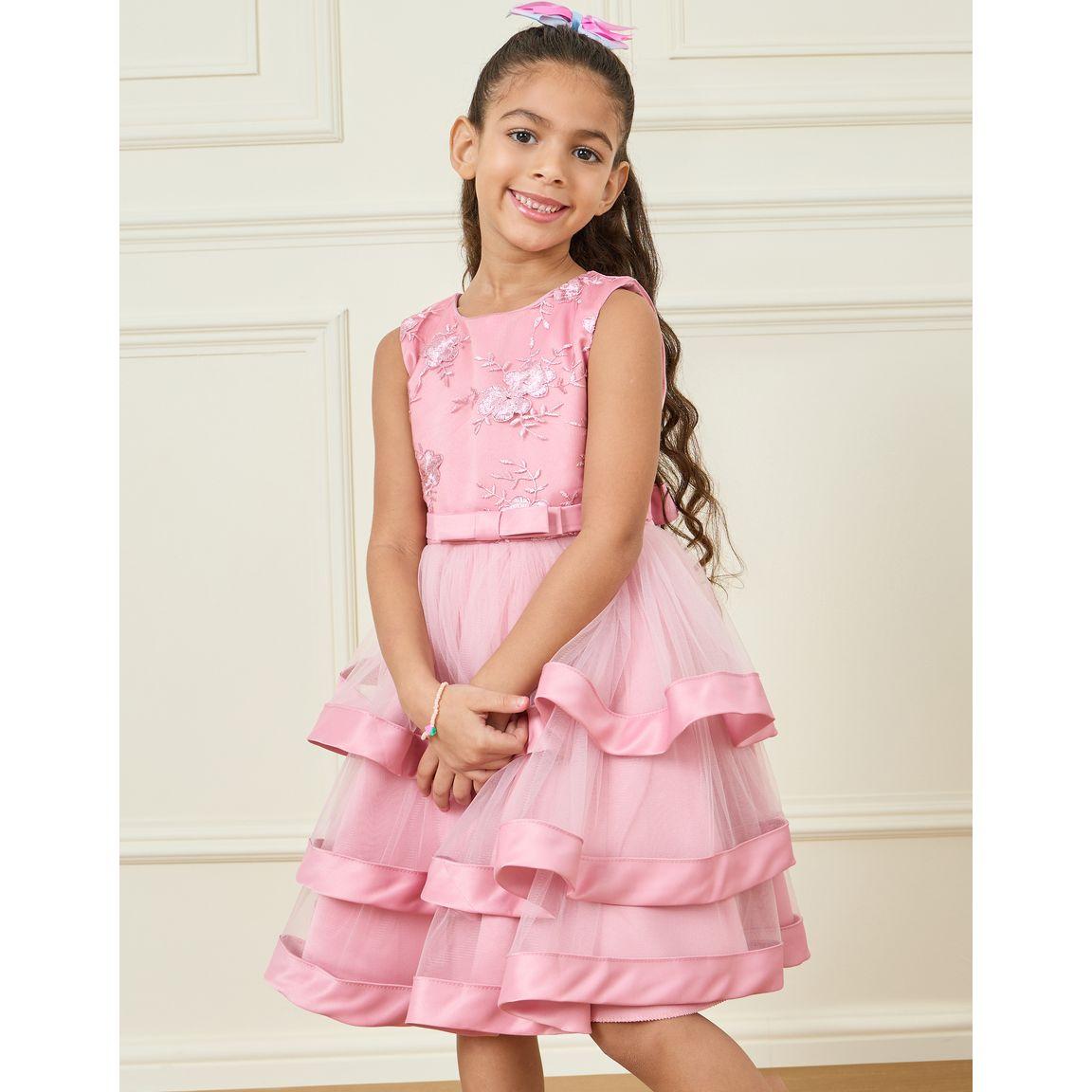 Styli Embroidered Mesh Ruffle Layered Satin Dress-girls-clothing-dressesandjumpsuits-image-2