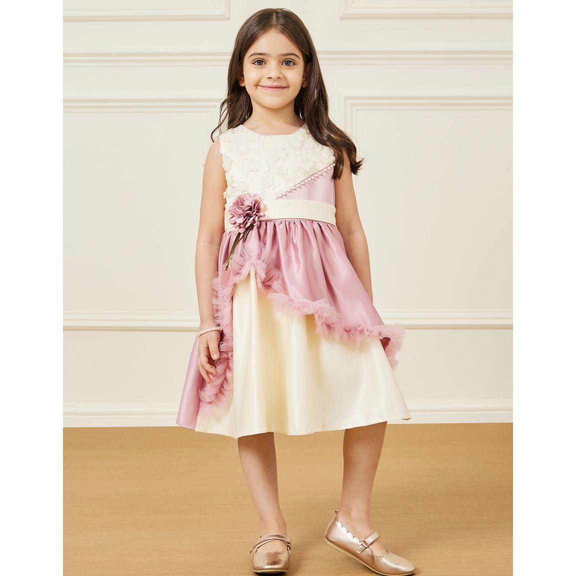 فستان بنمط كتل الالوان وتفاصيل كشكش-girls-clothing-dressesandjumpsuits-image-1