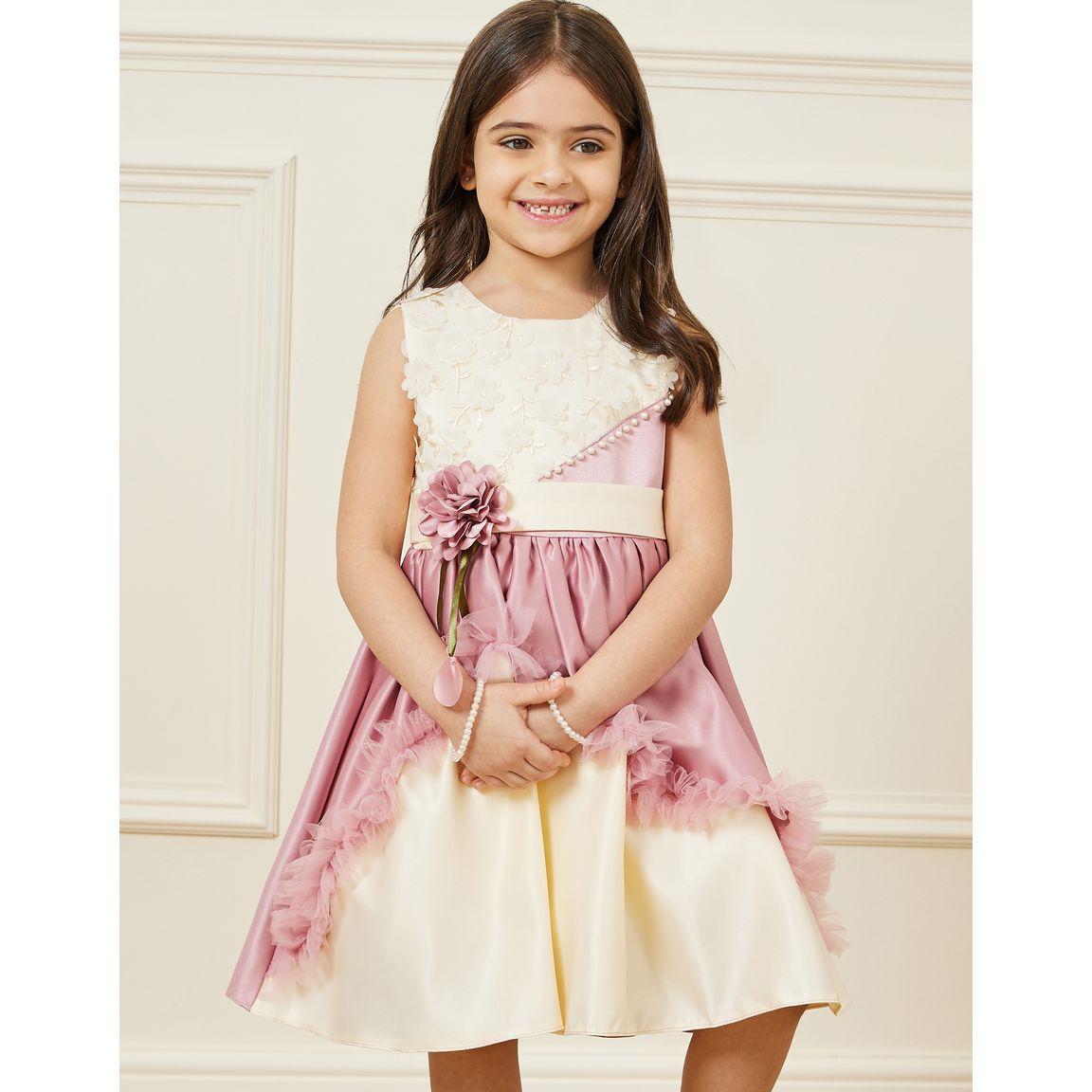 Styli Colorblock Ruffled Floral Detail Dress-girls-clothing-dressesandjumpsuits-image-2