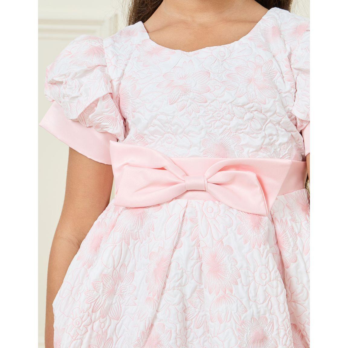 Styli Jacquard Embossed Satin Bow High Low Hem Dress-girls-clothing-dressesandjumpsuits-image-3