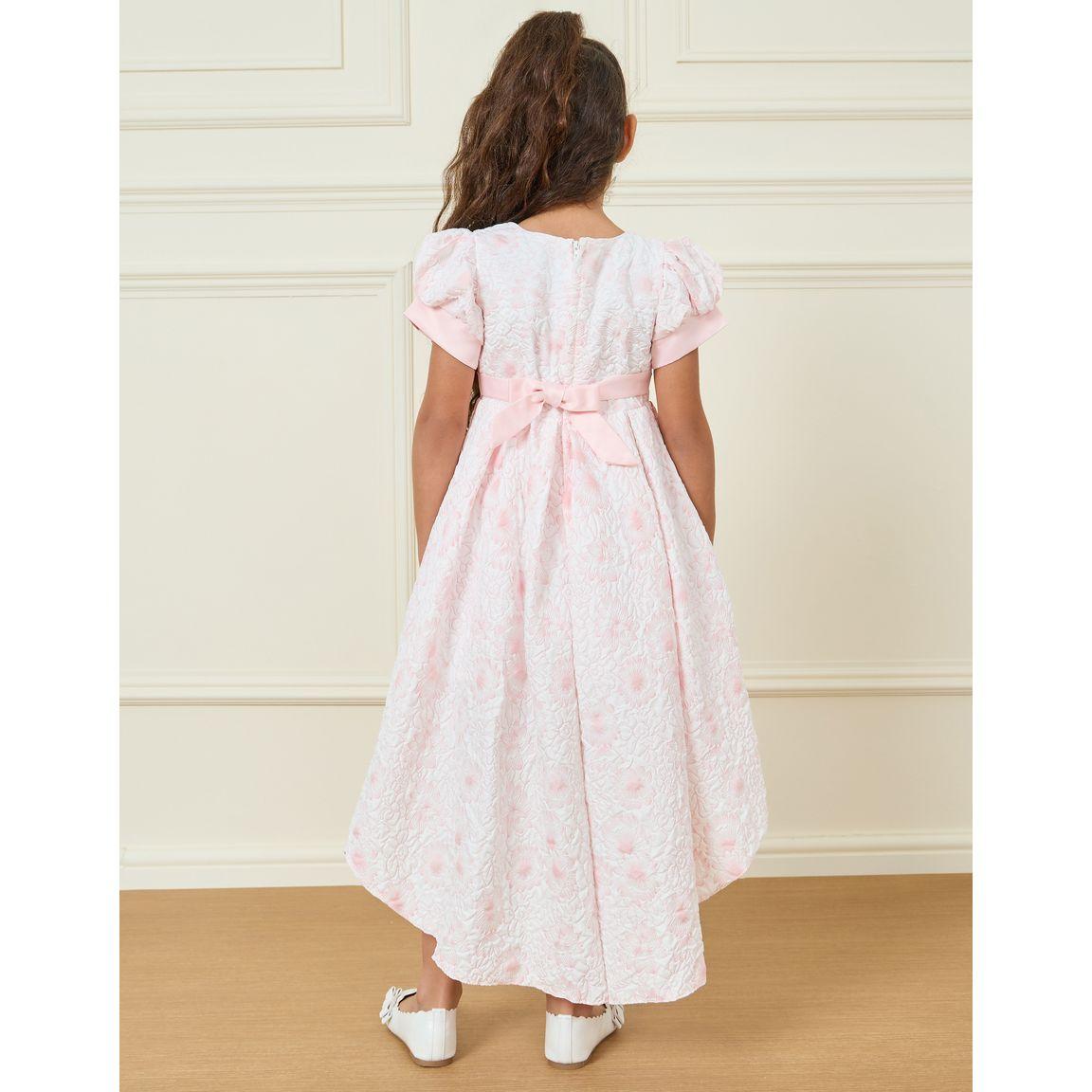 Styli Jacquard Embossed Satin Bow High Low Hem Dress-girls-clothing-dressesandjumpsuits-image-4