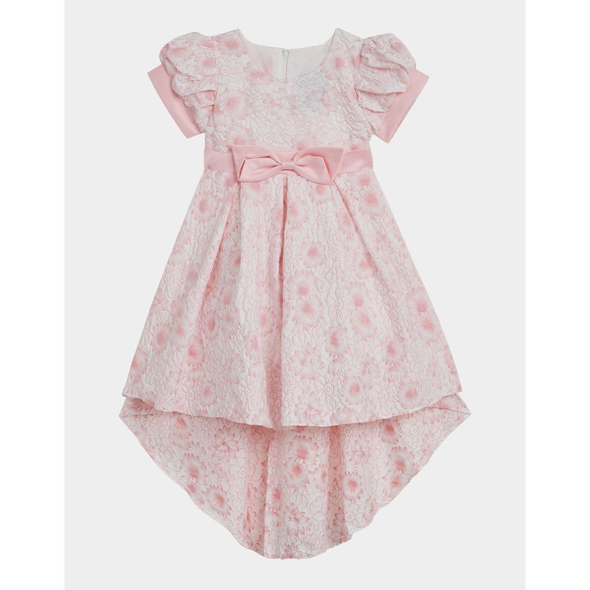 Styli Jacquard Embossed Satin Bow High Low Hem Dress-girls-clothing-dressesandjumpsuits-image-5