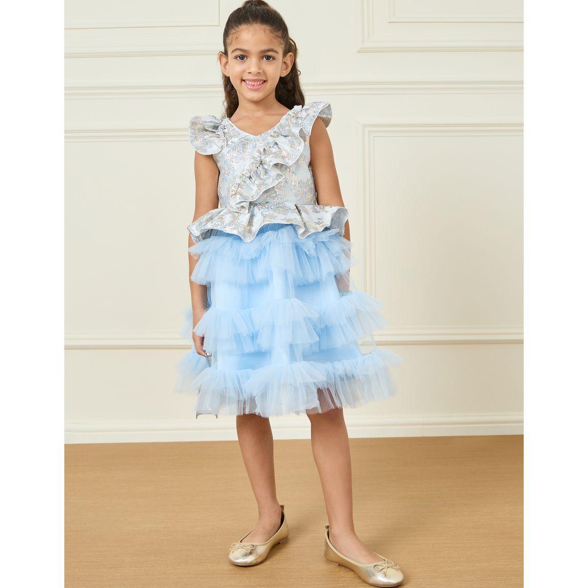 فستان جاكار بطبقات شبكية مع كشكش-girls-clothing-dressesandjumpsuits-image-1
