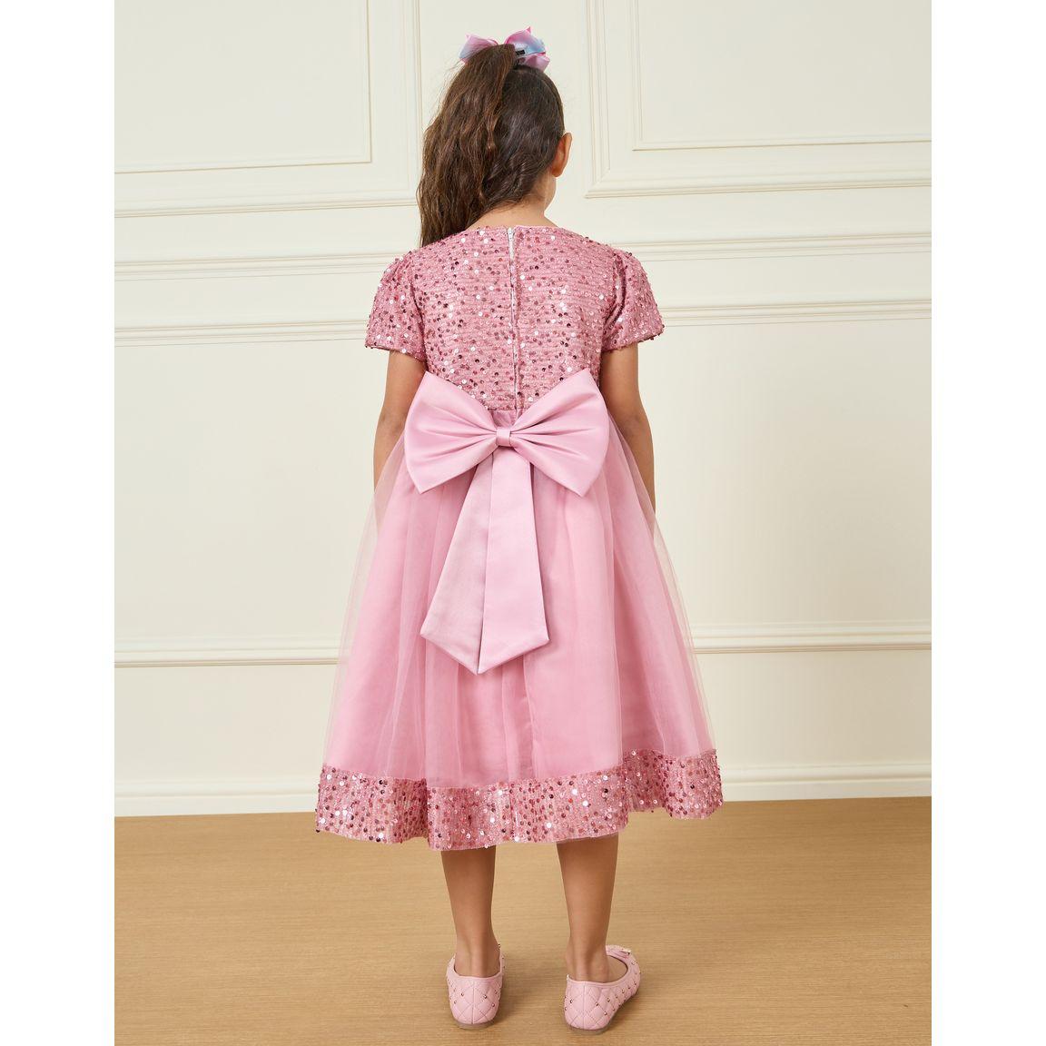 Styli Sequin Detail Floral Applique Mesh A-Line Dress-girls-clothing-dressesandjumpsuits-image-4