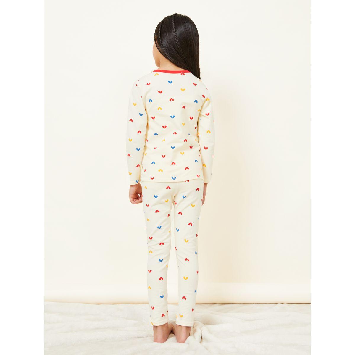 Styli All Over Heart Print T-Shirt with Long Sleeves & Pyjama Set-girls-clothing-nightwear-image-4