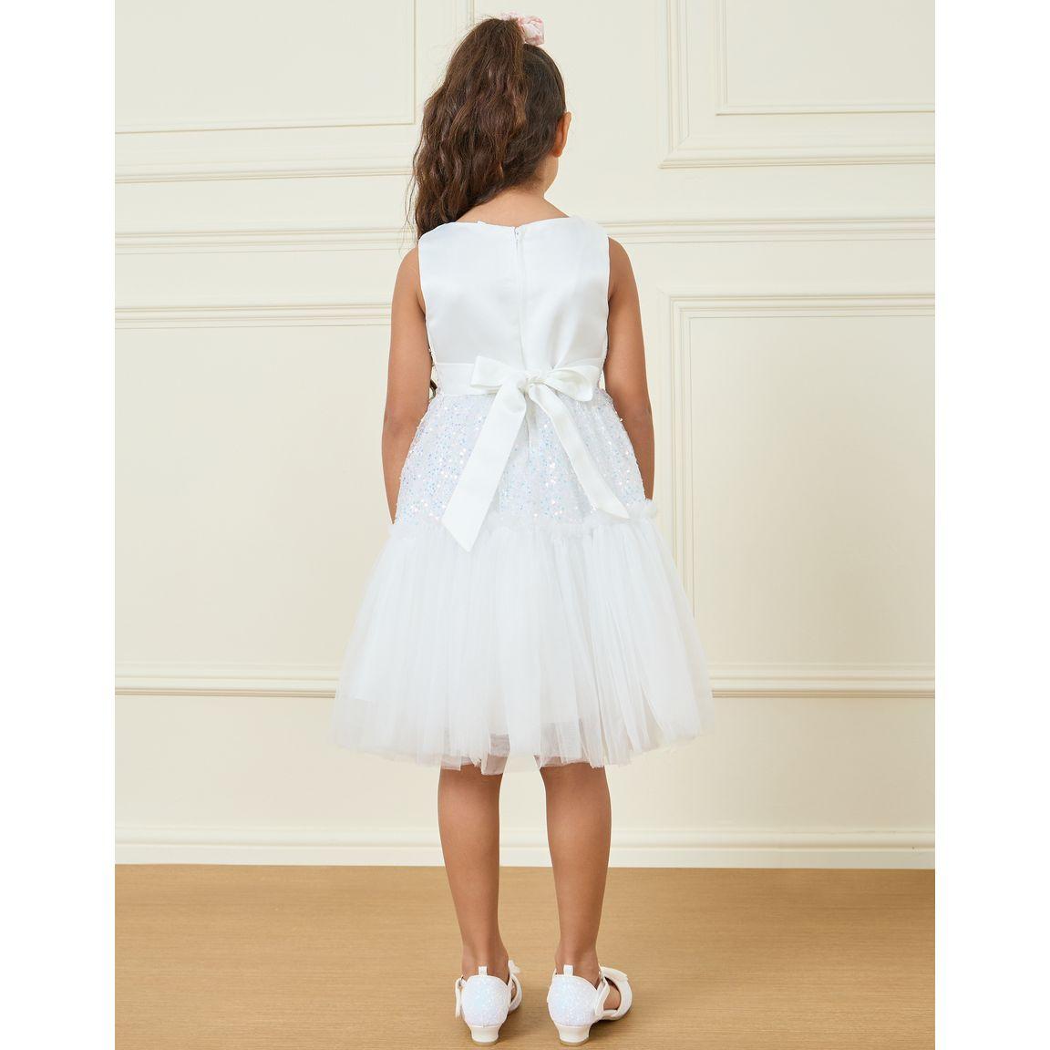 Styli Sequin Detail Floral Applique Mesh Ruffle Hem Dress-girls-clothing-dressesandjumpsuits-image-4