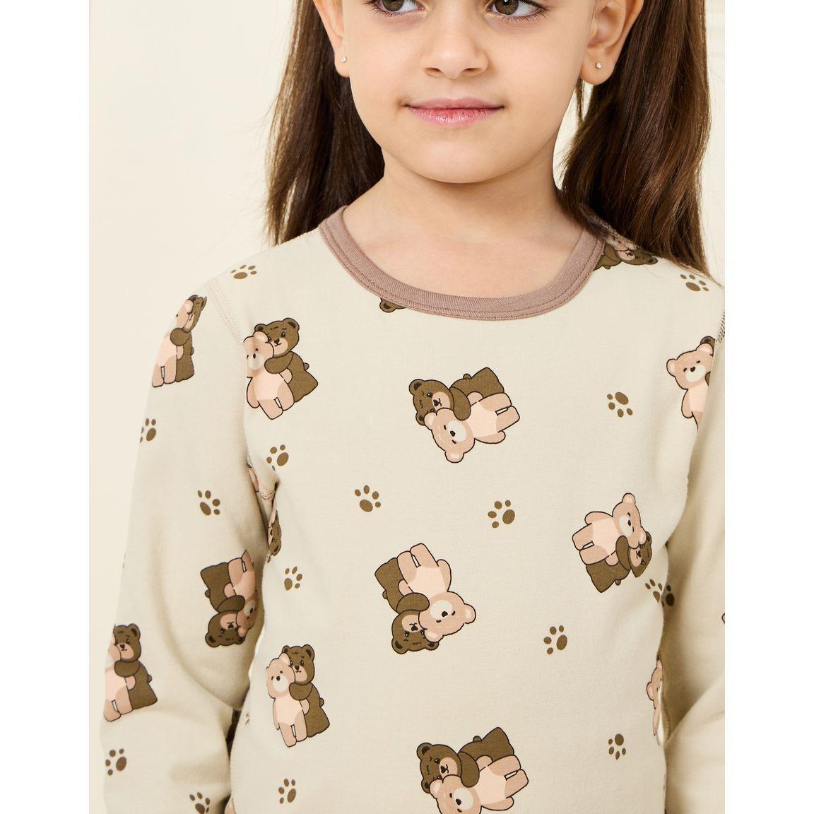 Styli Teddy Bear Print T-shirt and Pyjama Set-girls-clothing-nightwear-image-4