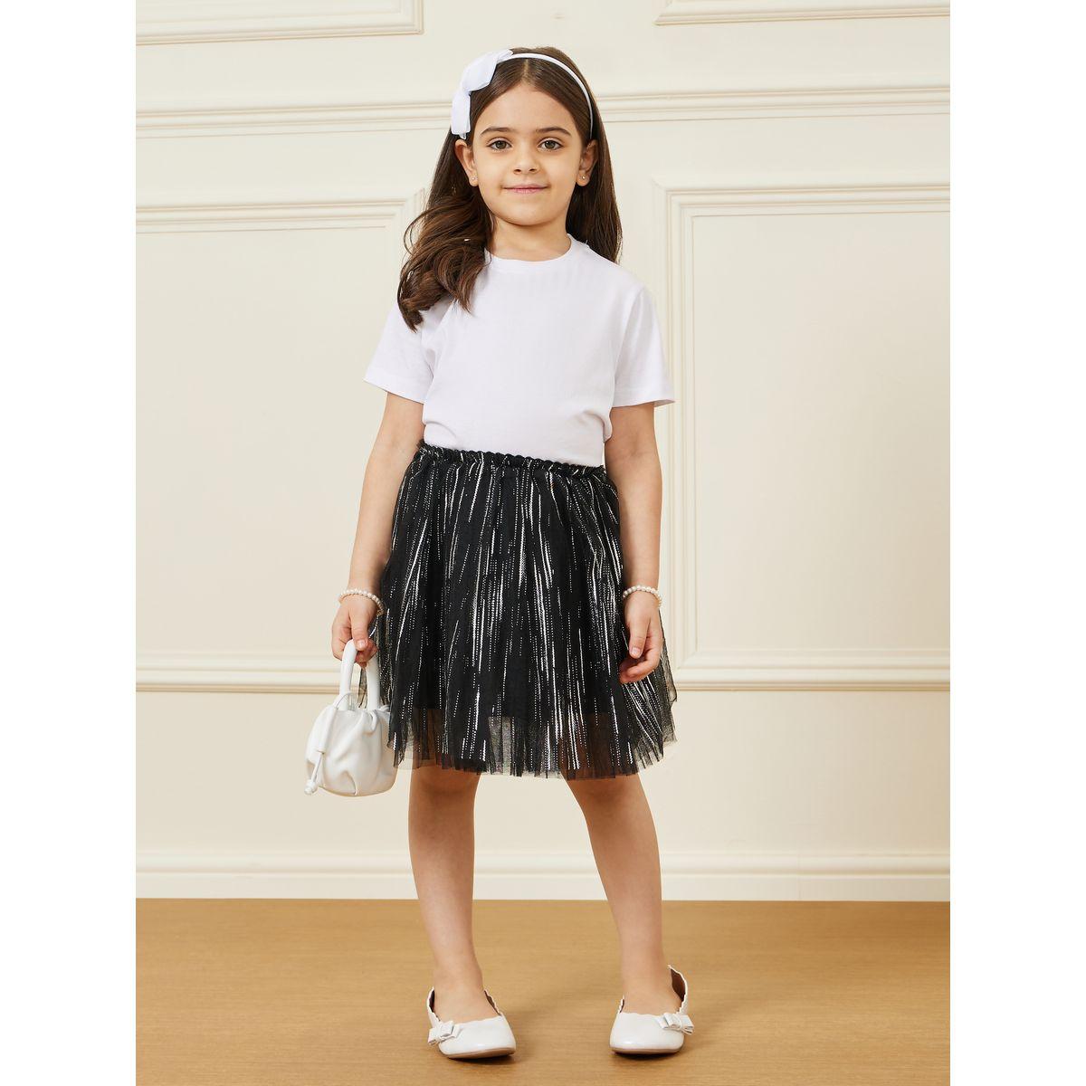 تنورة بتفاصيل مخططة وشبكية-girls-clothing-bottoms-skirts-image-4