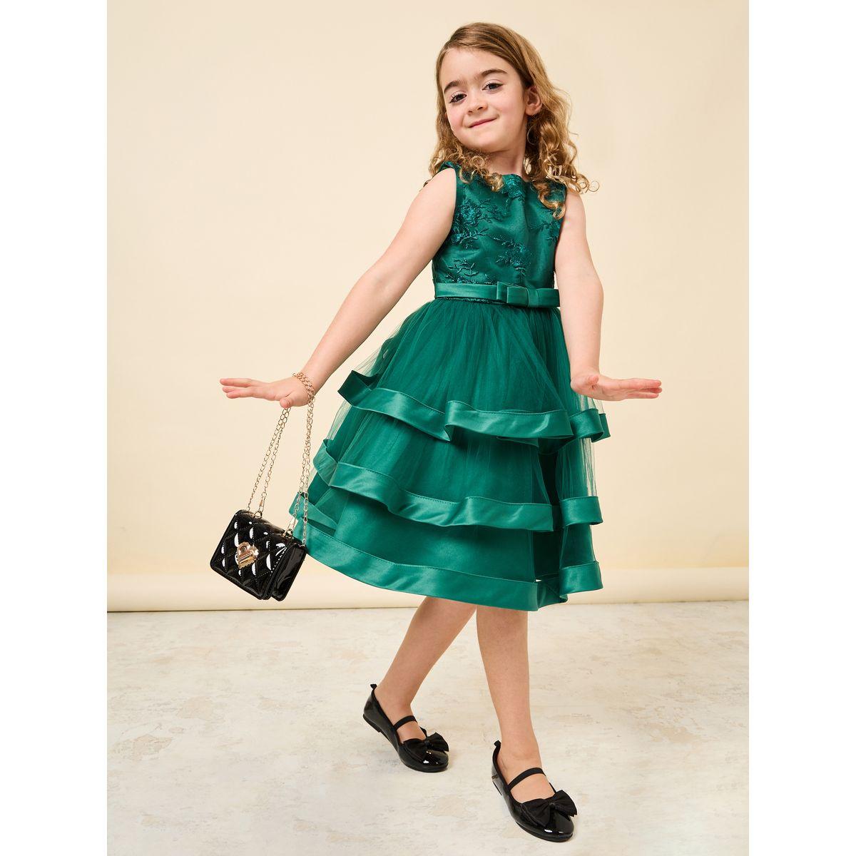 Styli Embroidered Panel Layered Mesh Dress-girls-clothing-dressesandjumpsuits-image-1