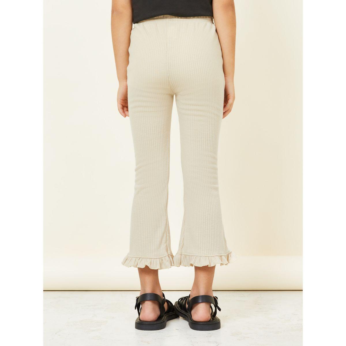 Styli Ruffle Hem Rib Knit Pants-girls-clothing-bottoms-trousers-image-4