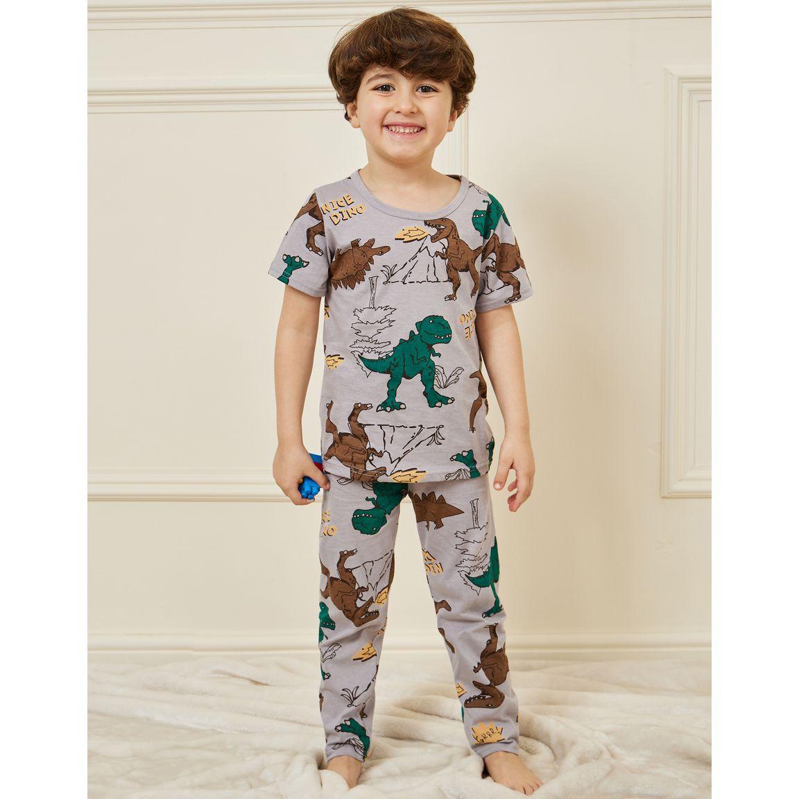 Styli Dinosaur Graphic T-Shirt & Pyjama Set-boys-clothing-nightwear-image-1