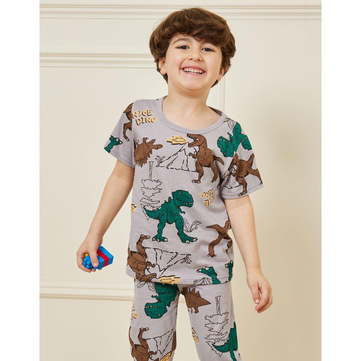 Styli Dinosaur Graphic T-Shirt & Pyjama Set-boys-clothing-nightwear-image-2