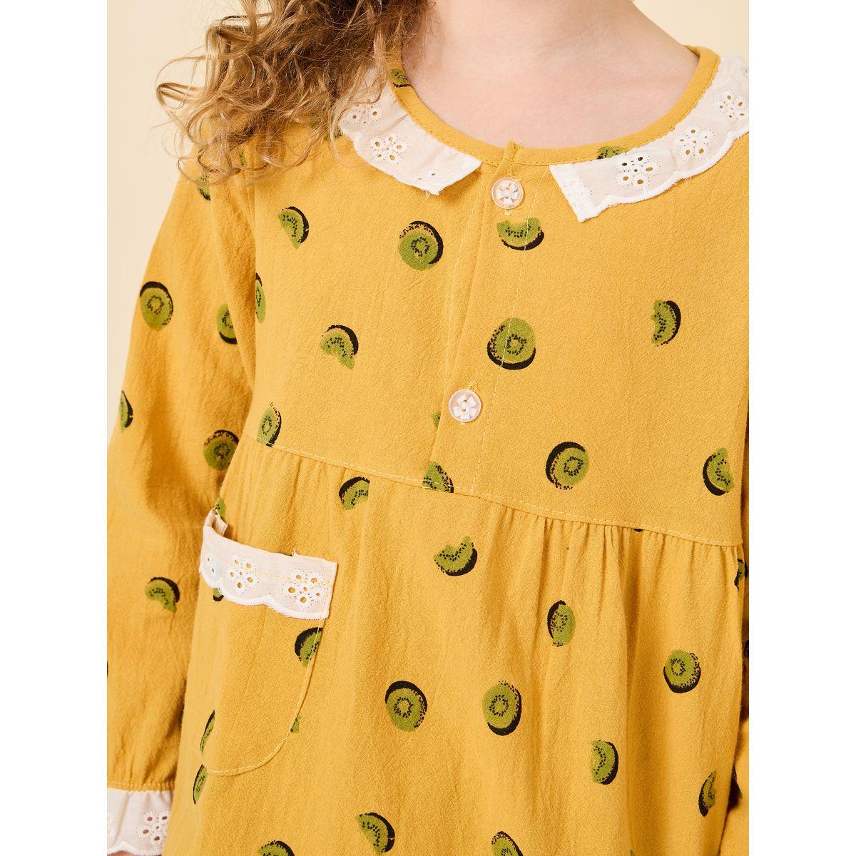 Styli Lace Contrast Collar Printed Top & Pyjama Set-girls-clothing-nightwear-image-3