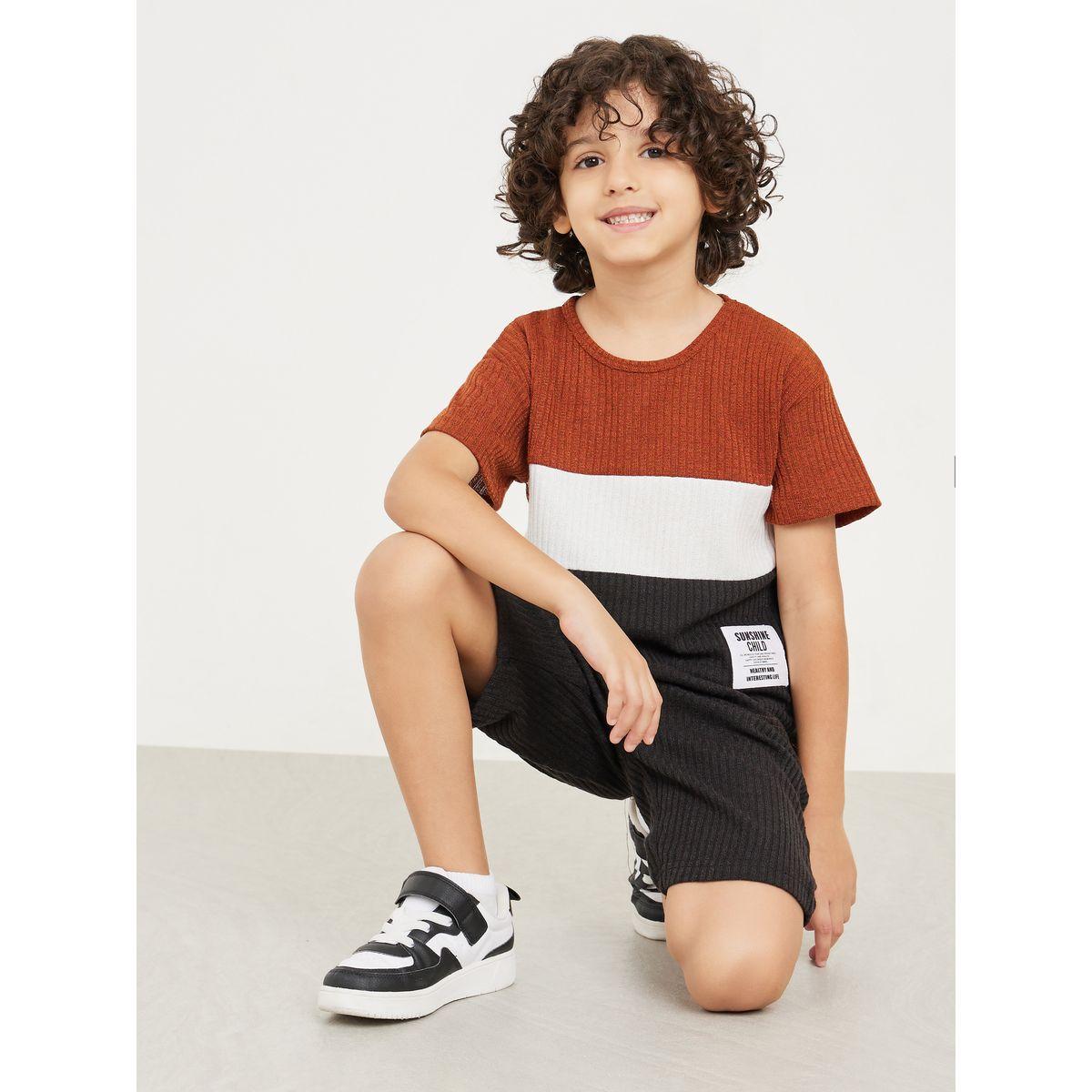 Styli Colorblock Rib Knit Top & Short Set-boys-clothing-setsandcoords-image-1