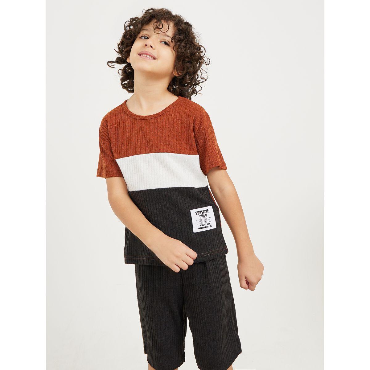 Styli Colorblock Rib Knit Top & Short Set-boys-clothing-setsandcoords-image-3