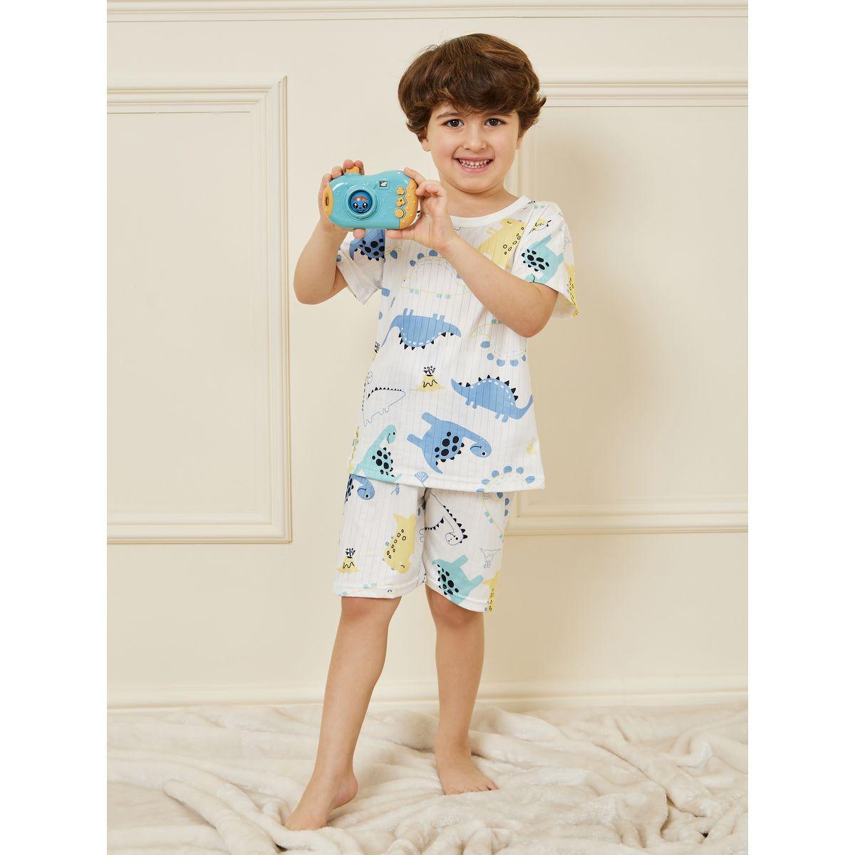 Styli Graphic Print Short Sleeve T-Shirt & Shorts Set-boys-clothing-nightwear-image-1