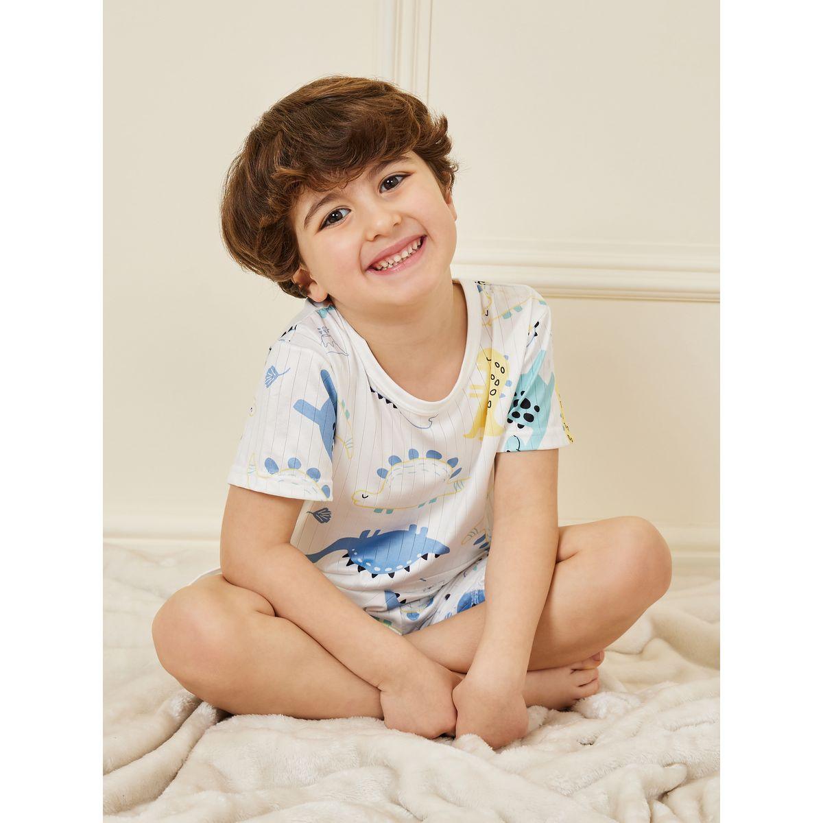 Styli Graphic Print Short Sleeve T-Shirt & Shorts Set-boys-clothing-nightwear-image-2