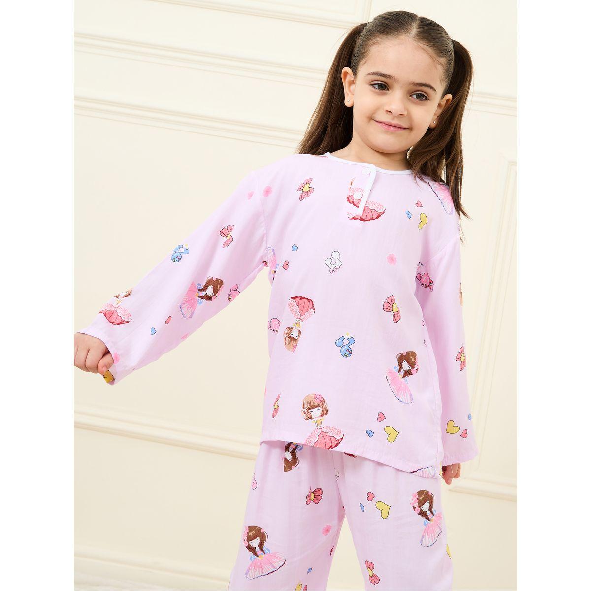 Styli All Over Print Long Sleeve T-Shirt & Pyjama Set-girls-clothing-nightwear-image-2