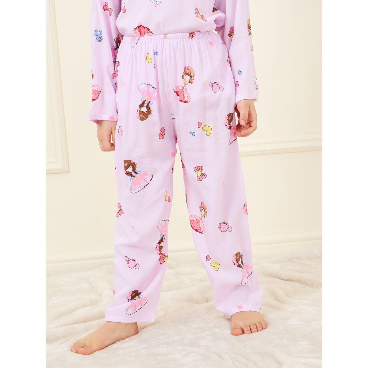 Styli All Over Print Long Sleeve T-Shirt & Pyjama Set-girls-clothing-nightwear-image-5