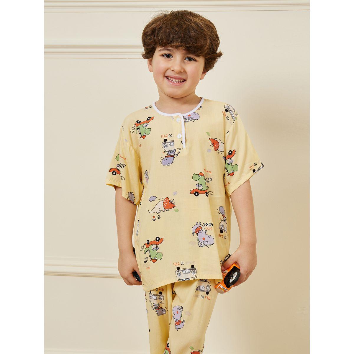 Styli Graphic Print Henley Top & Pyjama Set-boys-clothing-nightwear-image-2