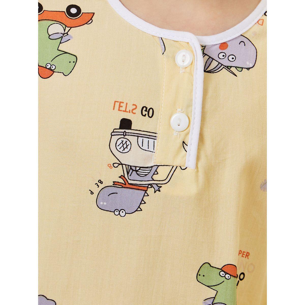 Styli Graphic Print Henley Top & Pyjama Set-boys-clothing-nightwear-image-3