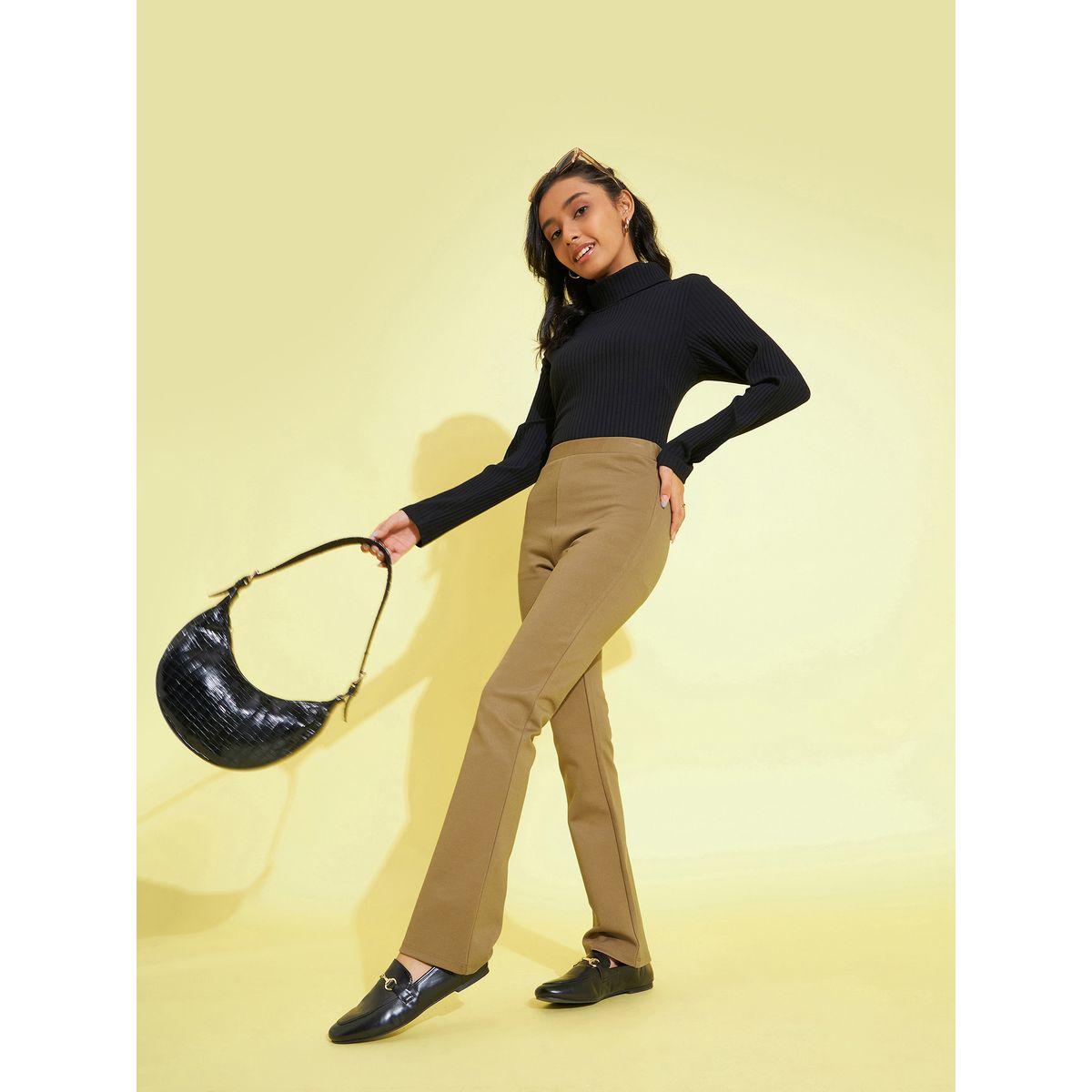 Noh-Voh X Styli  Solid Elasticated Waistband Regular Fit Pants-girls-clothing-bottoms-trousers-image-2