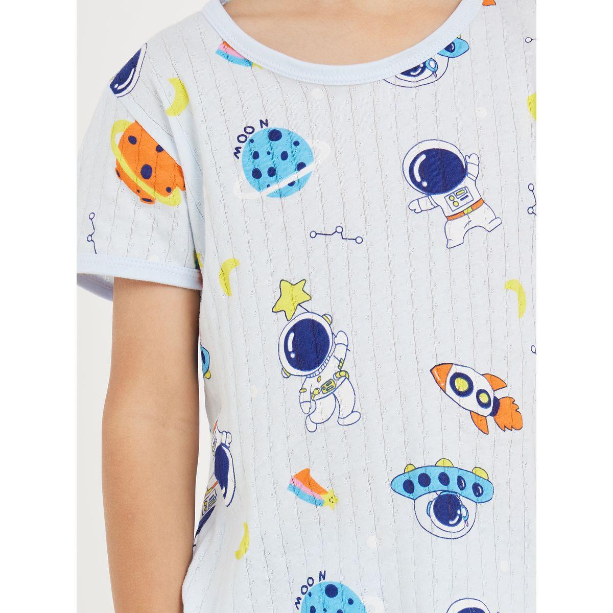 Styli Space Print Cotton T-shirt and Pyjama Set-boys-clothing-nightwear-image-3
